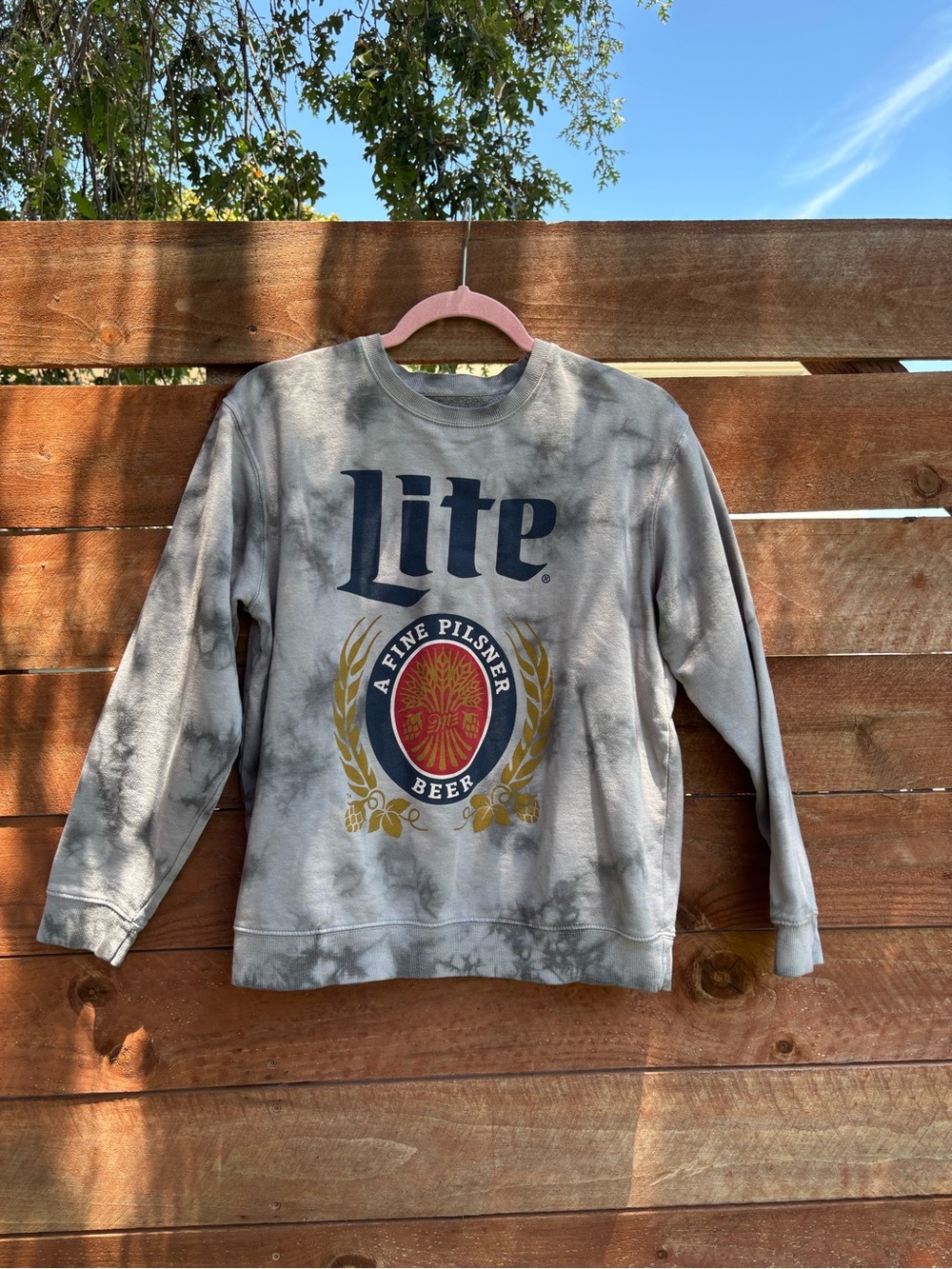 Miller Lite Beer Women’s Crewneck Sweatshirt - Gray Tie-Dye, XS